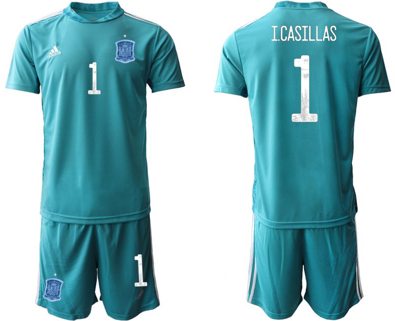 Men 2021 World Cup National Spain lake blue goalkeeper #1 Soccer Jerseys1->->Soccer Country Jersey